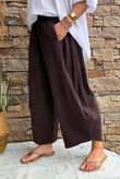 Annie Cushion Cotton Barrel Culotte Pant Chocolate